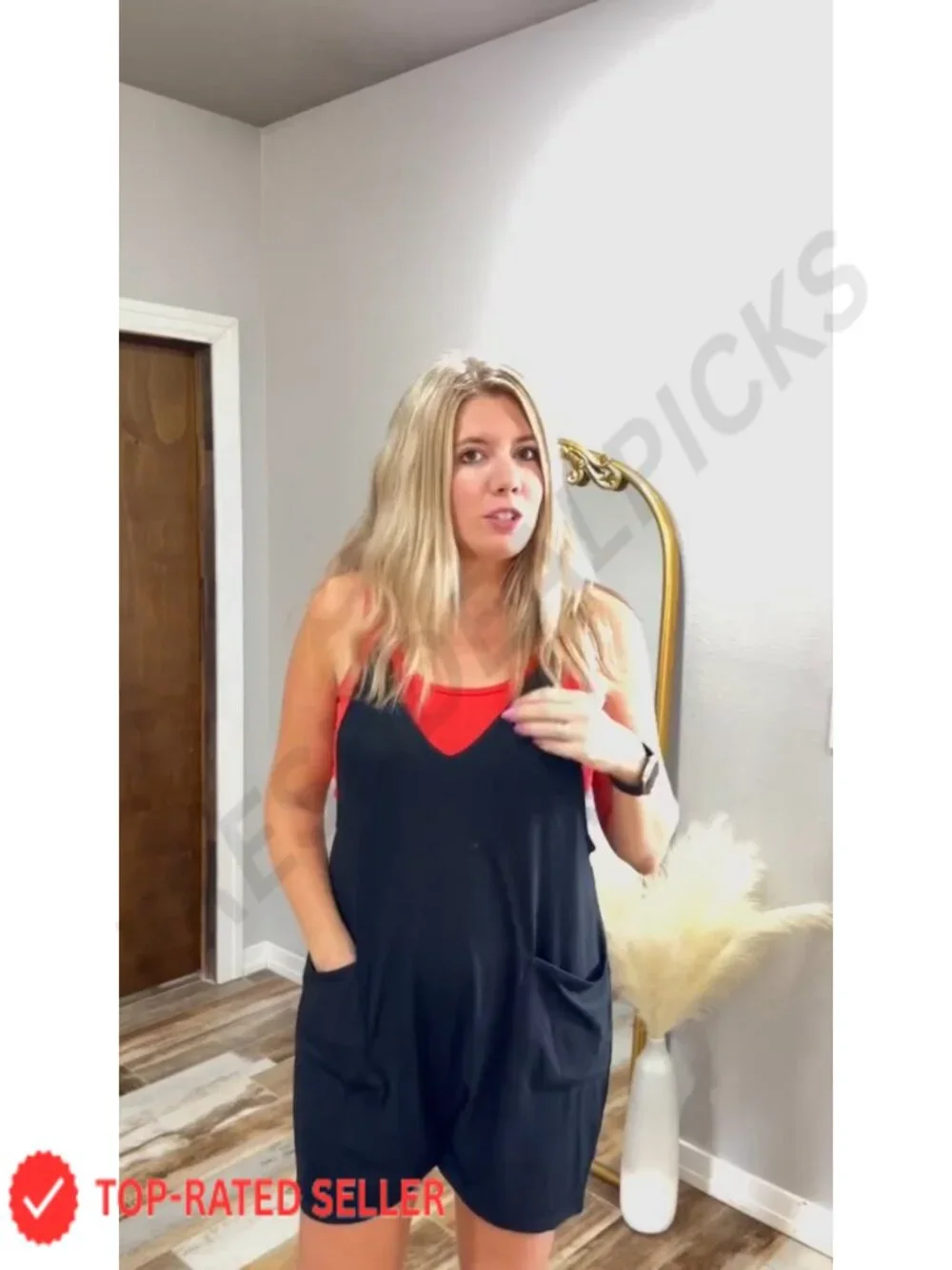 Women's Sleeveless Romper Jumpsuit with Pockets, Lightweight Stretchy